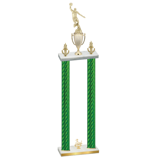 Double Green Carbon Fiber Third Place Basketball Trophy