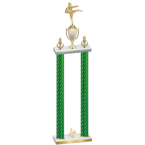 Double Green Carbon Fiber Fourth Place Karate Trophy