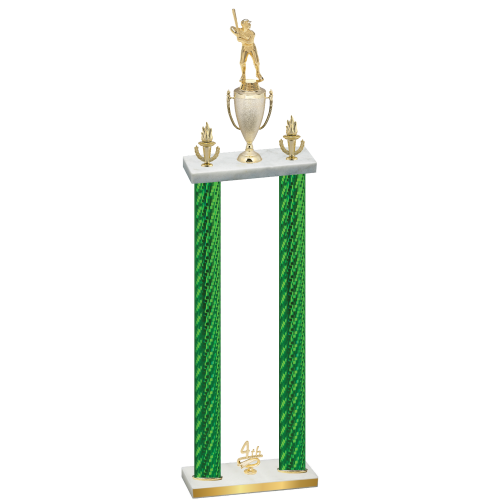 Double Green Carbon Fiber Fourth Place Baseball Trophy
