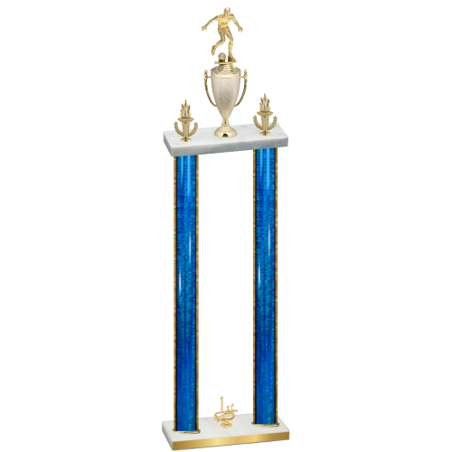 Double Blue Glacier First Place Soccer Trophy