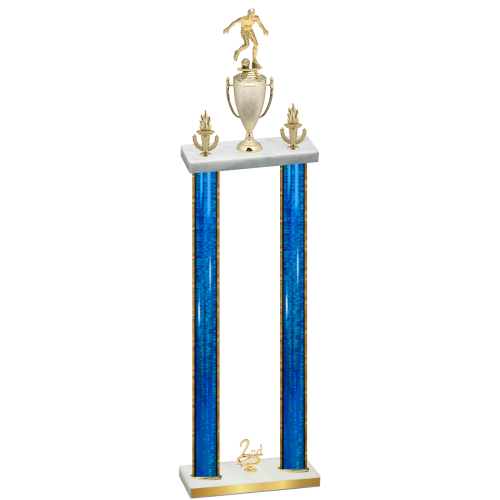 Double Blue Glacier Second Place Soccer Trophy