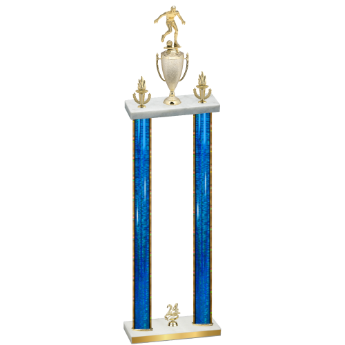 Double Blue Glacier Year Soccer Trophy