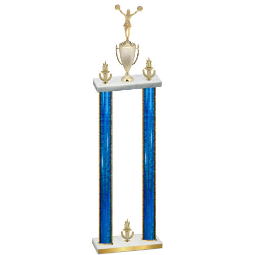 Double Blue Glacier Victory Cheerleading Trophy