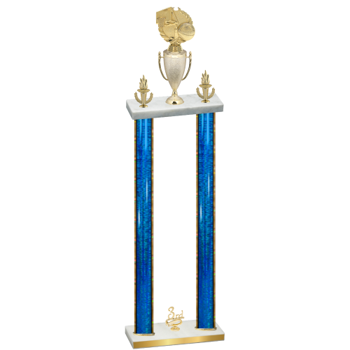 Double Blue Glacier Third Place Basketball Trophy