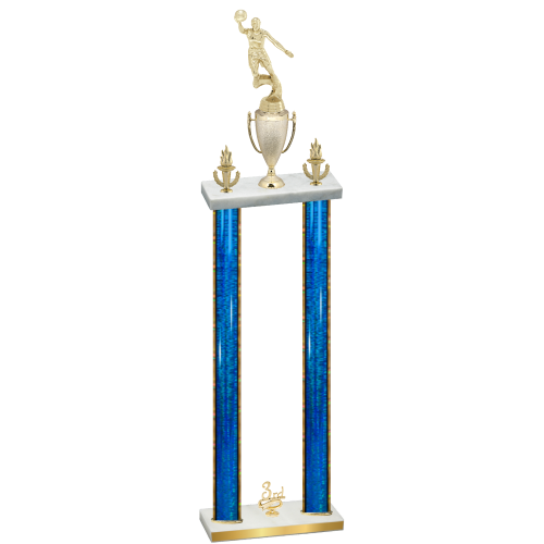 Double Blue Glacier Third Place Basketball Trophy
