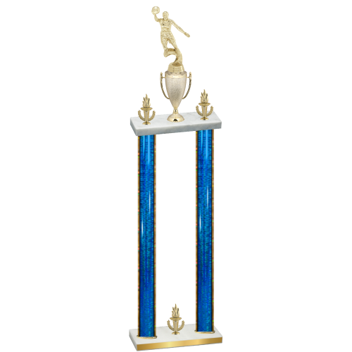 Double Blue Glacier Victory Basketball Trophy