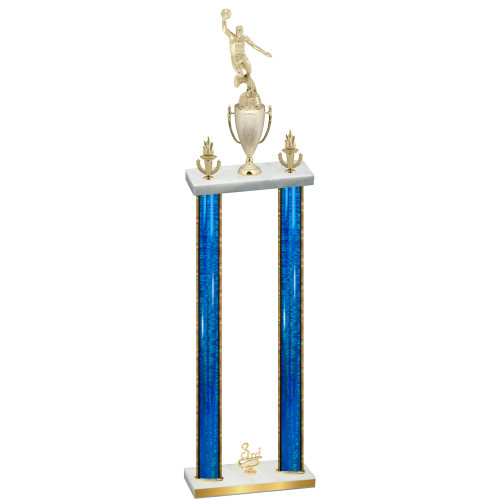 Double Blue Glacier Third Place Basketball Trophy