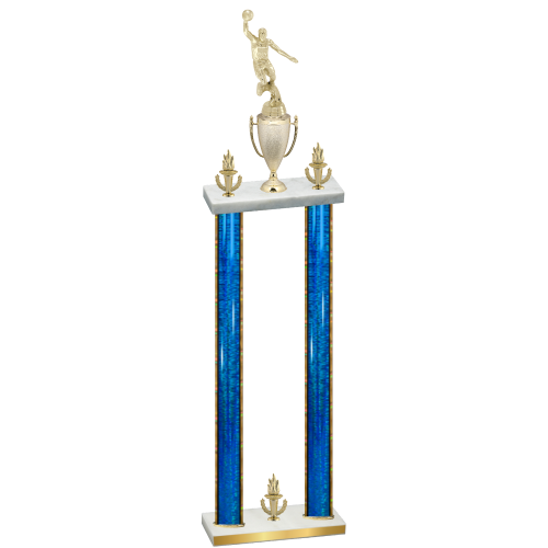 Double Blue Glacier Victory Basketball Trophy