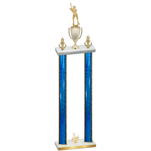 Double Blue Glacier Third Place Baseball Trophy