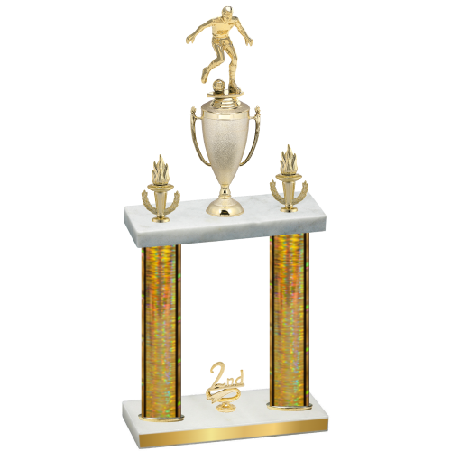 Double Gold Glacier Second Place Soccer Trophy
