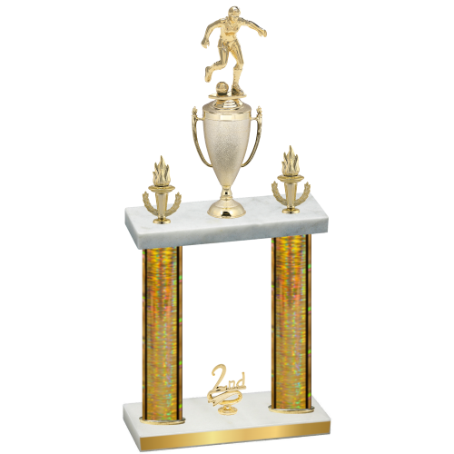 Double Gold Glacier Second Place Soccer Trophy