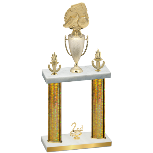 Double Gold Glacier Second Place Soccer Trophy