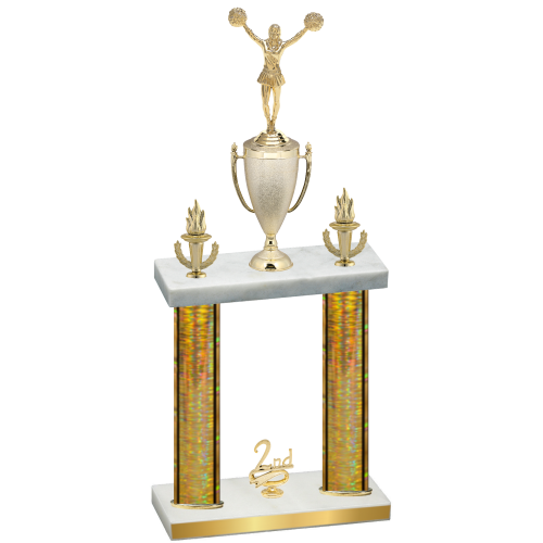 Double Gold Glacier Second Place Cheerleading Trophy