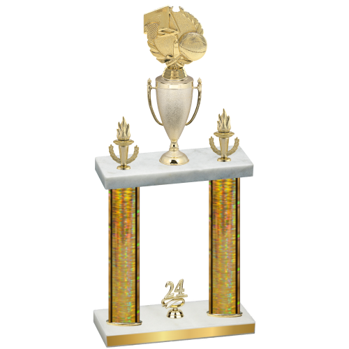 Double Gold Glacier Year Basketball Trophy