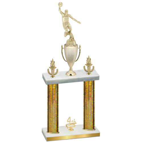 Double Gold Glacier Fourth Place Basketball Trophy