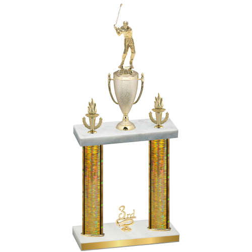 Double Gold Glacier Third Place Golf Trophy