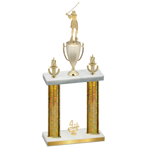 Double Gold Glacier Fourth Place Golf Trophy