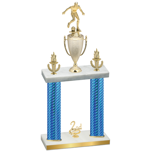 Double Blue Carbon Fiber Second Place Soccer Trophy