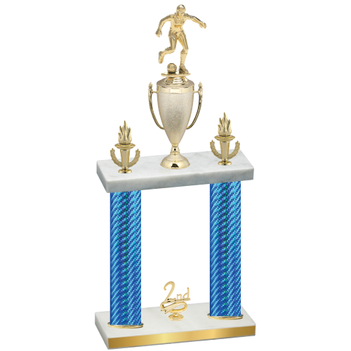 Double Blue Carbon Fiber Second Place Soccer Trophy