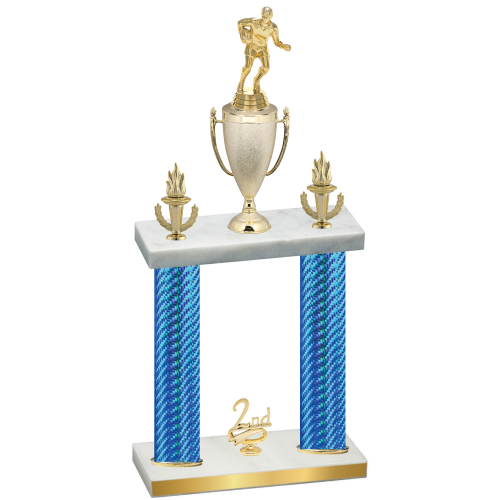 Double Blue Carbon Fiber Second Place Rugby Trophy