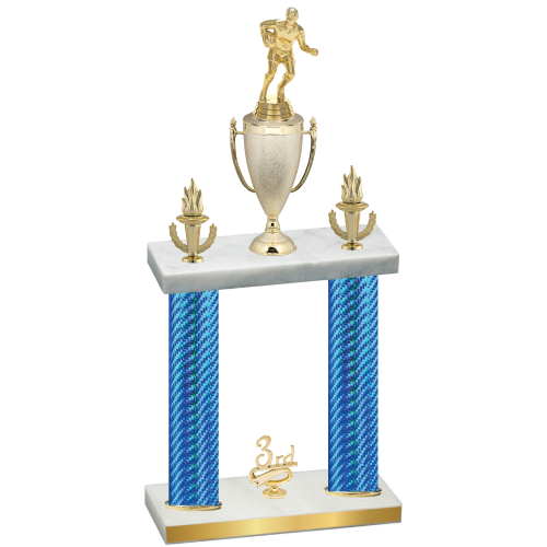 Double Blue Carbon Fiber Third Place Rugby Trophy