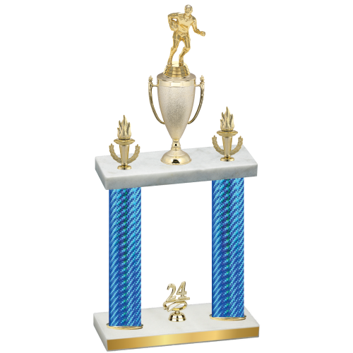 Double Blue Carbon Fiber Year Rugby Trophy