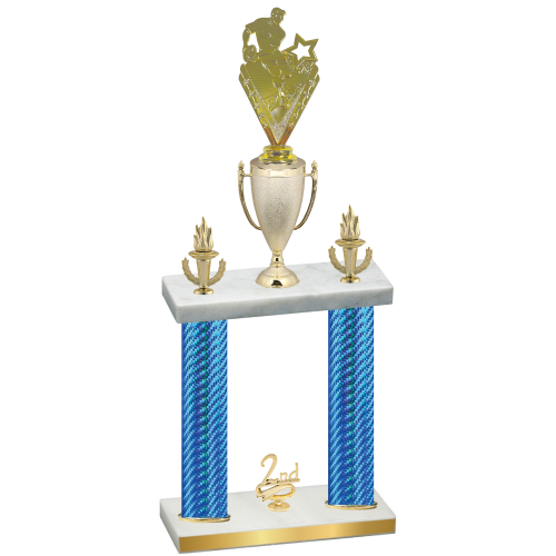 Double Blue Carbon Fiber Second Place Rugby Trophy