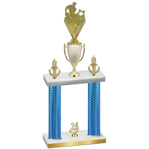 Double Blue Carbon Fiber Year Rugby Trophy