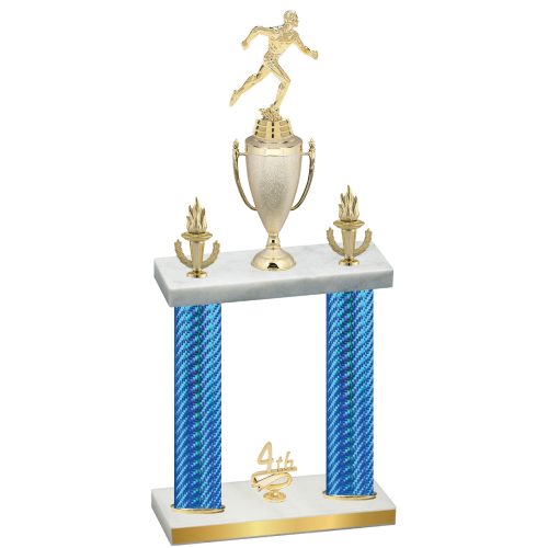 Double Blue Carbon Fiber Fourth Place Running Trophy