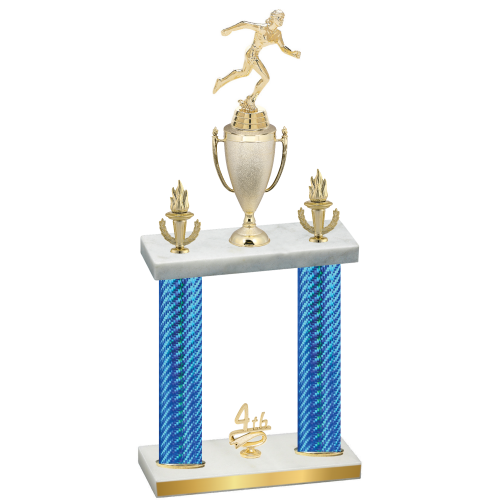 Double Blue Carbon Fiber Fourth Place Running Trophy