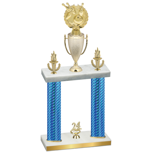 Double Blue Carbon Fiber Year Bowling Trophy
