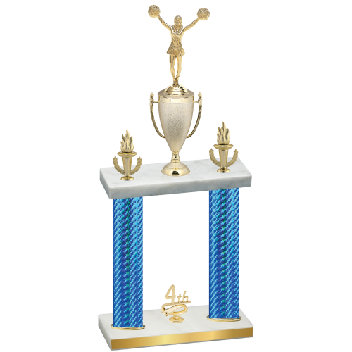 Double Blue Carbon Fiber Fourth Place Cheerleading Trophy