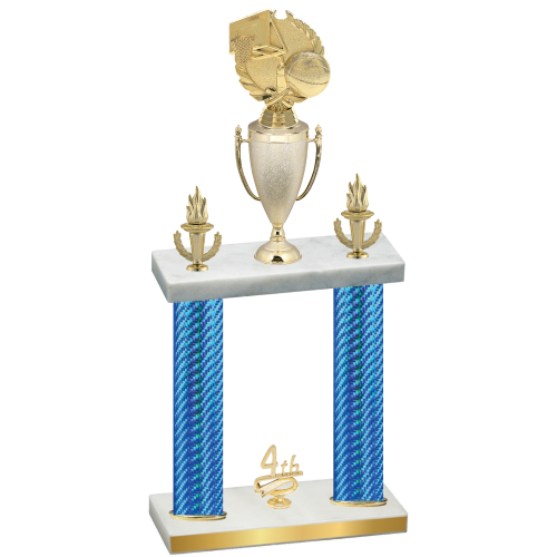 Double Blue Carbon Fiber Fourth Place Basketball Trophy