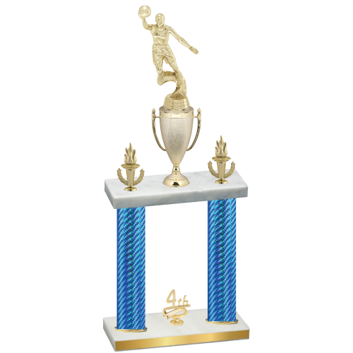 Double Blue Carbon Fiber Fourth Place Basketball Trophy