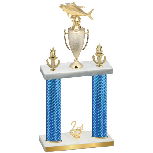 Double Blue Carbon Fiber Second Place Fishing Trophy
