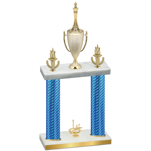 Double Blue Carbon Fiber First Place Chess Trophy