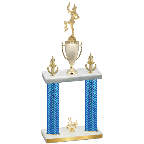 Double Blue Carbon Fiber Third Place Majorette Trophy