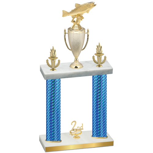 Double Blue Carbon Fiber Second Place Fishing Trophy