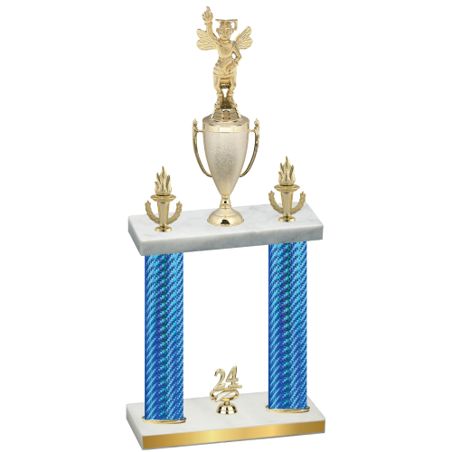 Double Blue Carbon Fiber Year Academics Trophy