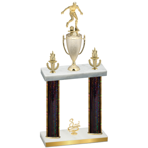 Double Black Glacier Third Place Soccer Trophy