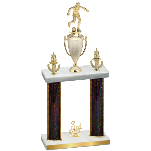 Double Black Glacier Third Place Soccer Trophy