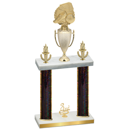 Double Black Glacier Third Place Soccer Trophy