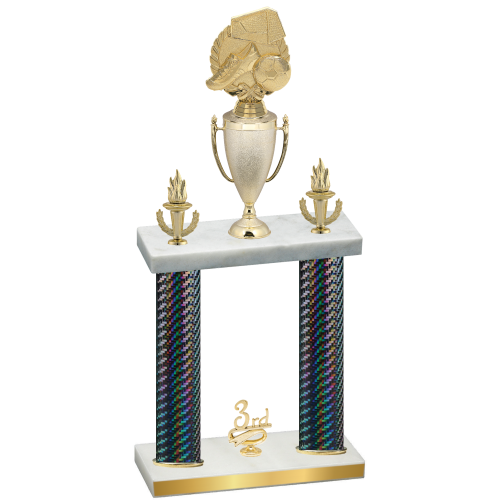 Double Black Carbon Fiber Third Place Soccer Trophy