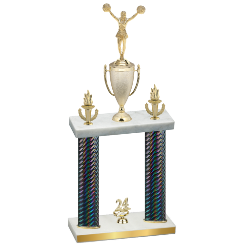 Double Black Carbon Fiber Year Cheerleading Trophy
