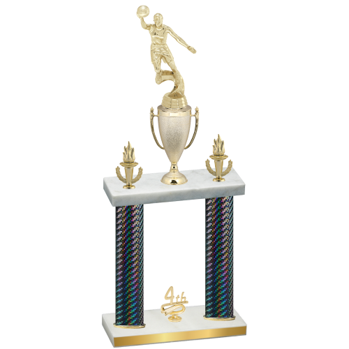 Double Black Carbon Fiber Fourth Place Basketball Trophy