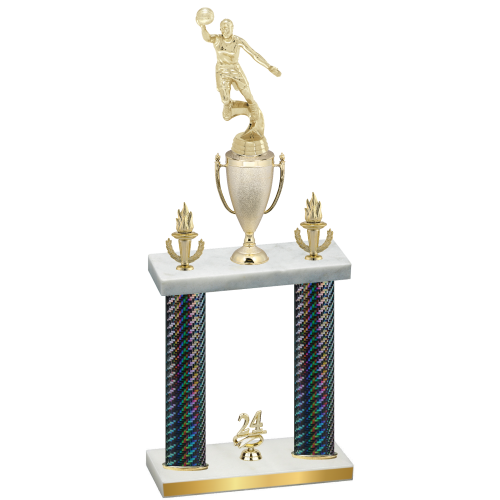 Double Black Carbon Fiber Year Basketball Trophy