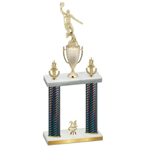 Double Black Carbon Fiber Year Basketball Trophy
