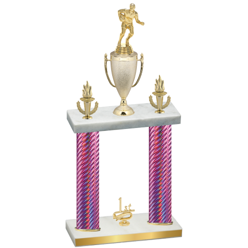 Double Pink Carbon Fiber First Place Rugby Trophy