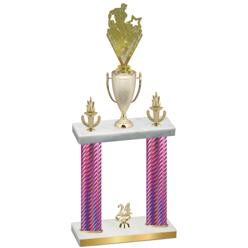 Double Pink Carbon Fiber Year Rugby Trophy