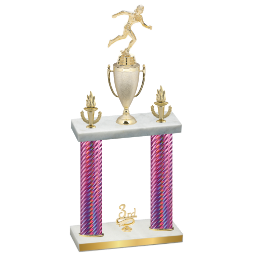 Double Pink Carbon Fiber Third Place Running Trophy